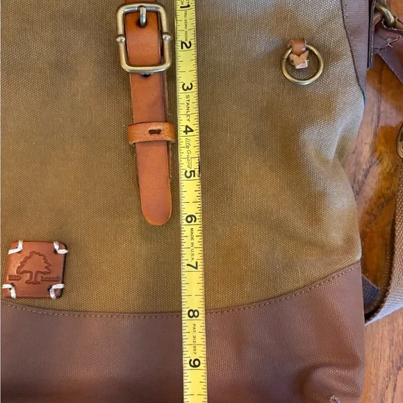 TSD Brand Canvas & Leather Crossbody Bag Olive/Brown, Earth & Style Collection - Picture 10 of 10